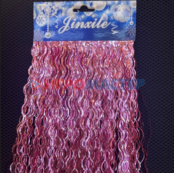 Фольгированные украшения Дождик 50 см "Волны", Розовый