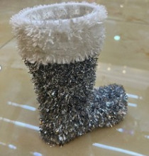 Украшение фольгированное "Зимний ботиночек" 22*17*7 см, серебро