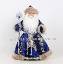Дед Мороз "Волшебный наряд" 40 см в синей шубке