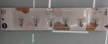 Крючки на прозрачной планке 6шт на липкой основе "БАСТОФ", нагрузка 3кг/6*35см