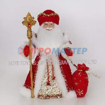 Фигуры новогодние Дед Мороз "Роскошный наряд" 40 см в красной шубке