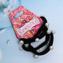 Резинки для волос 4шт "Кокетка - Royal pearls Джастина", цвет черный, d-5,5см
