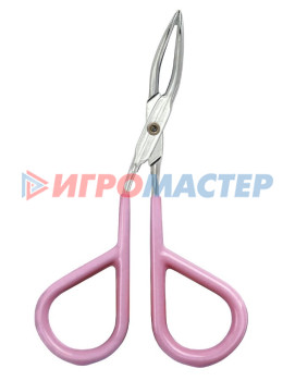 Пинцеты и щёточки Пинцет - ножницы для бровей из нержавеющей стали на блистере "Ultramarine - Bon Kapriz", скошеный, цвет металл/розовый, 8,5*5,3см