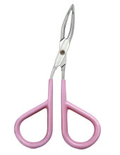 Пинцет - ножницы для бровей из нержавеющей стали на блистере "Ultramarine - Bon Kapriz", скошеный, цвет металл/розовый, 8,5*5,3см