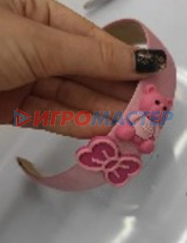 Ободки и повязки Ободок для волос детский "БАМБИ БУМ", бантик и мишка, цвет розовый, лавандовый и голубой, 3см