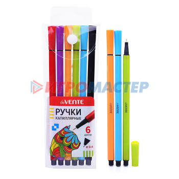 Ручки капиллярные и линеры Набор ручек капиллярных &quot;Topex&quot; 06 цветов, d=0,4 мм, с цветным шестигранным корпусом, в пла