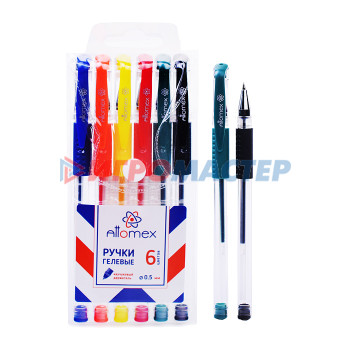 Ручки гелевые Набор ручек гелевых &quot;Attomex&quot; 06 стандартных цветов, d=0,5 мм, прозрачный корпус с металлическим нак