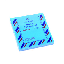 Клейкая бумага для заметок &quot;Attomex&quot; 76x76 мм, 100 листов, офсет 75 г/м², неоновая голубая