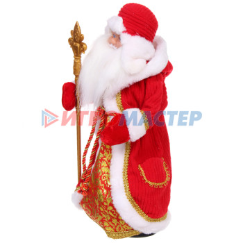 Дед Мороз "Зимняя тайна" 40 см в красной шубке
