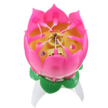 Свеча для торта раскрывающийся цветок "Салют" (8 свечей), Розовый