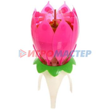 Свеча для торта раскрывающийся цветок "Салют" (8 свечей), Розовый