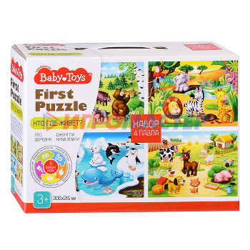 Пазлы Пазл First Puzzle 4 в 1 &quot;Кто где живет&quot; Baby Toys