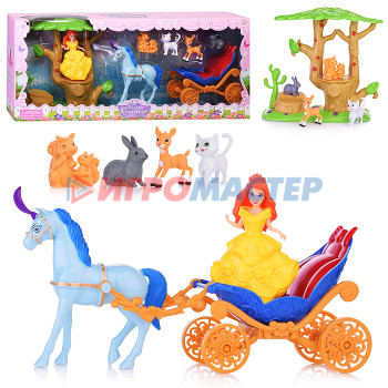 Кареты с лошадьми, машины для кукол Карета SS048A &quot;Сказочный мир&quot; с лошадкой и фигурками, в коробке