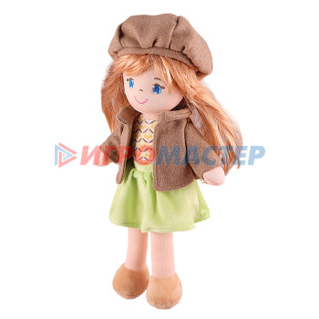 Куклы мягконабивные Кукла Анет с русыми волосами в платье и шубке, 35 см
