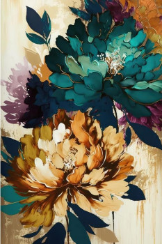 Панно Картина интерьерная в раме "КАНТОТТО", яркие цветы, 40*60см (термоусадочная пленка)