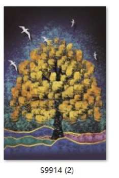 Панно Картина интерьерная в раме "ШАНТИ", золотое дерево, 40*60см (термоусадочная пленка)
