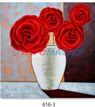 Панно Картина интерьерная в раме "САНТИМО", ваза с розами, 40*60см (термоусадочная пленка)
