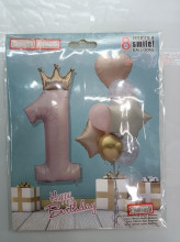 Набор шаров 8 шт "2 - Prince", розовый (цирфа + 7 шаров)
