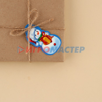 Шильдик декоративный на подарок «Снеговик», 4.2 × 7 см