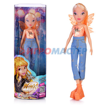 Куклы аналоги Барби Шарнирная кукла Стелла в джинсах с крыльями, 24 см