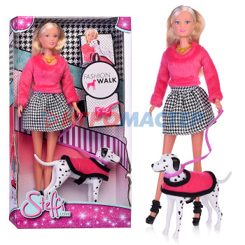 Куклы аналоги Барби Кукла Штеффи на прогулке с далматинцем 29 см 