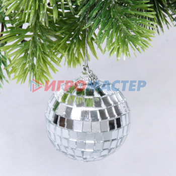 Новогодние шары 6 см (набор 6 шт) "Shining Disco", Серебро