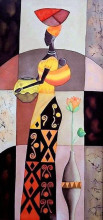 Картина интерьерная в раме "ШАНТИ", девушка с кувшином, 19*29см (термоусадочная пленка)
