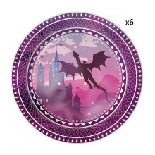 Набор бумажных тарелок Дракон фиолетовый, 6 шт d=180 мм
