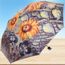 Зонт механический ветроустойчивый, матовая ручка "BESTzontik - muskat", солнечные подсолнухи, длина 25см, d-110см