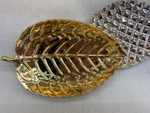 Подставка керамическая "GOLD Podarok", листок, цвет серебро, 20,5*13см (упаковка индив. пленка)
