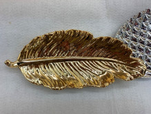 Подставка керамическая "GOLD Podarok", пёрышко, цвет серебро, 23,5*9,5см (упаковка индив. пленка)