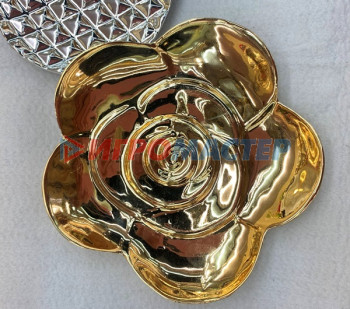 Шкатулки Подставка керамическая "GOLD Podarok", пион, цвет серебро, 17*17см (упаковка индив. пленка)
