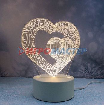 Декоративные светильники Светильник ночник "3D-Парящая любовь" на пластиковой подставке, с включателем USB