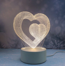 Светильник ночник "3D-Парящая любовь" на пластиковой подставке, с включателем USB