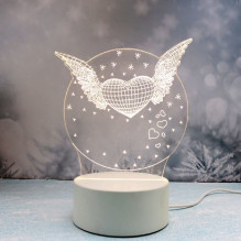 Светильник ночник "3D-Крылья любви" на пластиковой подставке, с включателем USB