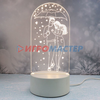 Декоративные светильники Светильник ночник "3D-Влюбленная пара" на пластиковой подставке, с включателем USB