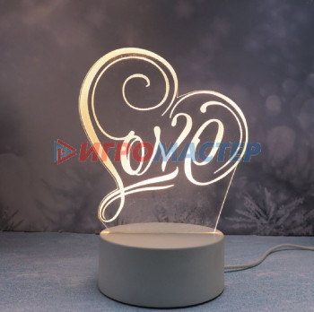 Декоративные светильники Светильник ночник "3D-LOVE YOU" на пластиковой подставке, с включателем USB