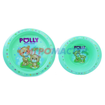 Стульчики для кормления, посуда детская, соски и пустышки Набор детской посуды Polly (2 тарелки )