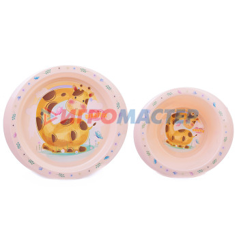 Стульчики для кормления, посуда детская, соски и пустышки Набор детской посуды Giraffix (2 тарелки )