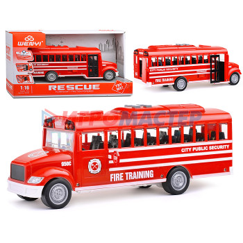 Транспорт и спецтехника электрифицированные Автобус WY950B инерц. красный, на батарейках, в коробке