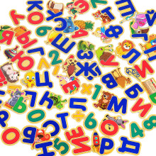 Деревянная азбука + цифры и знаки на магнитах 