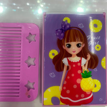 Расческа с зеркалом в наборе детские "МИМИШКИ", девочка, цвет фиолетовый, 11*7,8см