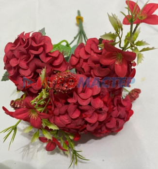 Искусственные цветы Искусственные цветы "Летнее вдохновение" Гортензия 30см цвет бордовый