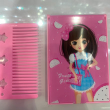 Расческа с зеркалом в наборе детские "МИМИШКИ", девочка, цвет розовый, 11*7,8см