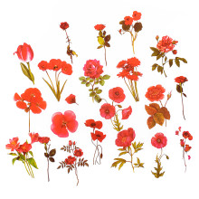 Набор наклеек для творчества &quot;Red flowers&quot; от 2x6 см до 5x6 см, ПВХ, в пластиковом пакете с