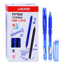 Ручка гелевая стираемая &quot;Edit&quot; d=0,7 мм, полупрозрачный синий корпус, с каучуковым держател