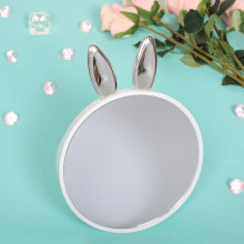 Зеркало настольное с отделением для аксессуаров "Beauty - Bunny", цвет розовый и белый, d-17см, 20см