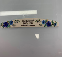 Пилка наждачная профессиональная "ТЬЕРИ", синие цветы, 100/180грит, 2,8*17,8см (блистер Ultramarine)