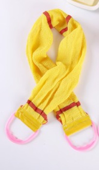Мочалки комбинированные и скрабирующие Мочалка для тела жёсткая "Premium - Rikkotto", цвет жёлтый, 20*120см (ZIP пакет)