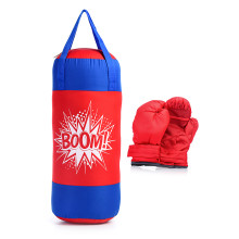 Набор для бокса: груша 50см х Ø20см (оксфорд) с перчатками. Цвет красный-василек, принт &quot;BOOM!&quot;